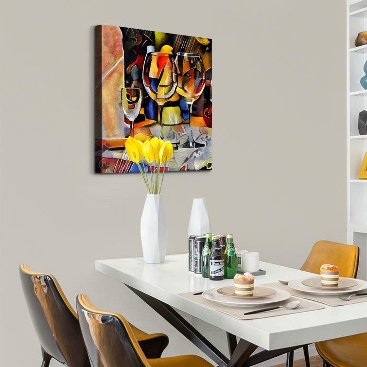 Adigun Framed Canvas Abstract Wine Glasses Wall Art Decor Painting Decoration For Reastant Bar Living Room Bedroom Decor Ready To Hang On Canvas